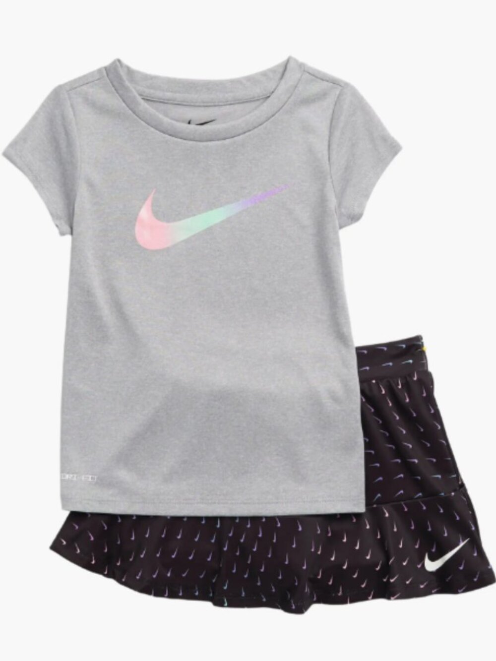 Nike Girl's Essentials Dri-Fit T-Shirt & Skort Set - Gray and Black